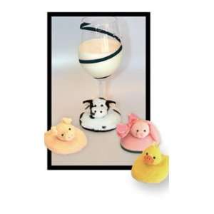  Drink Wear   Peach Plush Pig Stemware Slipper Kitchen 