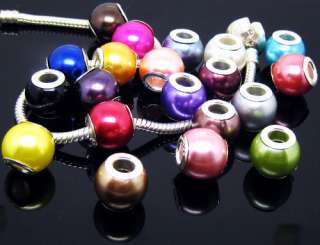 Wholesale 100pcs mix Acryl pearl bead Fit charm European Bracelet free 