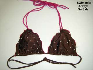 ViX swimsuit SMALL Chocolate Dot Ripple tri TOP bikini brown pnk 