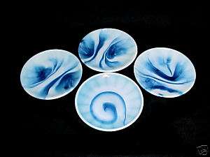 Akro Agate Blue & White Marbelized Large Interior Panel SAUCERS  