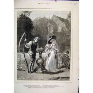  Tempus Fugit Man Grass Sythe Woman Children Garden 1879 