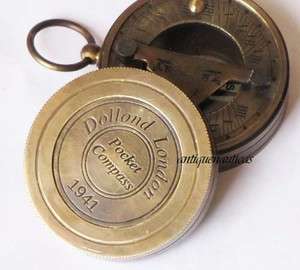 Collectable Brass Antique Nautical Sundial Pocket Compass DOLLON 