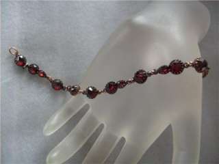 Vintage Antique Victorian Bohemian Rosecut Garnet Link Bracelet  