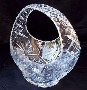 Vintage Crystal Ornate Cut Glass Large Basket/Vase 10 BEAUTIFUL 