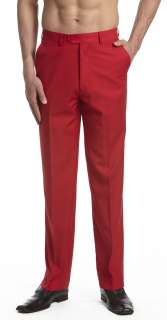  men s dress pants trousers flat front slacks red classic fit men 