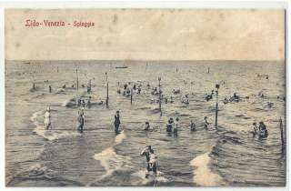 VENICE Lido, Beach, ITALY Old Postcard  