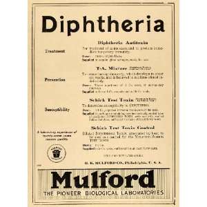  1921 Ad H. K. Mulford Diphtheria Antitoxin Schick Stick 