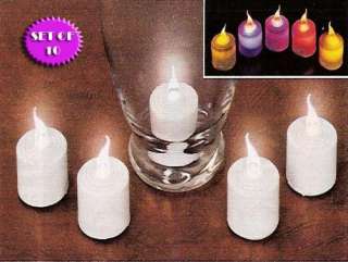 BATTERY OPERATED COLOR CHANGING FLICKERING TEALIGHT CANDLES (SET OF 10 