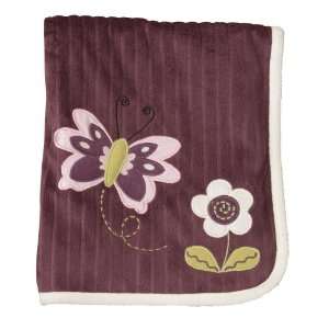  Lambs and Ivy Luv Bugs Ribbed Velour Blanket, Plum Baby