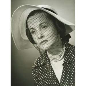  Sad Woman in Hat With Veil Posing in Studio Photographic 