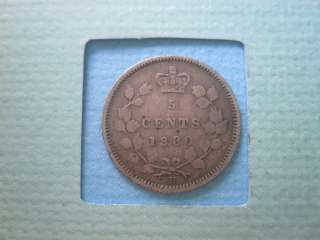 1880H Canadian Silver 5 Cent Very Nice Queen Victoria Era Coin  