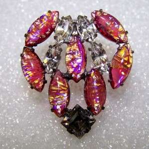 Vintage Dragons Breath Dress Clip Foiled Navettes and Rhinestones 