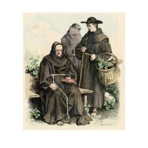 Franciart Monks in their Vegetable Garden During the Middle Ages 