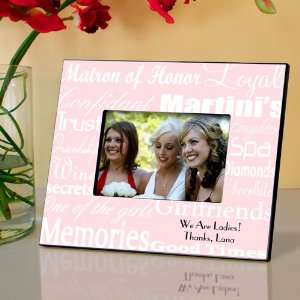  Personalized Maid of Honor Gift Frame   White on Pink 