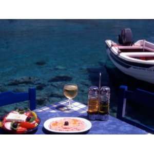  Seaside Table with Salad, Taramosalata, and Glass of 