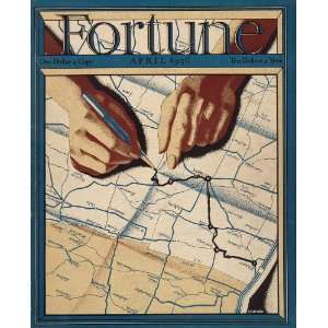 1936 Fortune Cover Hand Road Map Fort Wayne Indiana   Original Cover