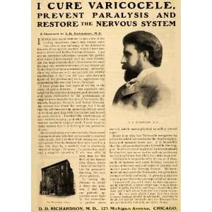  1902 Vintage Ad Dr. Richardson Varicocele Cure Quackery 