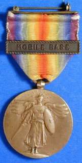 US WORLD WAR I VICTORY MEDAL MOBILE BASE BAR G8285  