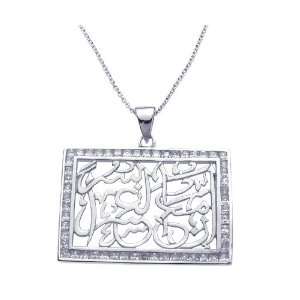   Nickel Free Silver Necklaces Arabic Writing Cz Tag Necklace Jewelry