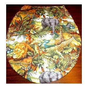  NEW TOILET SEAT LID COVER MADE FROM SAFARI FABRIC 