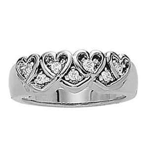  Platinum Diamond Heart Ring/Band   0.14 Ct. Jewelry