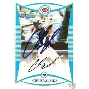  Chris Valaika Signed Cincinnati Reds 2008 Bowman Card 