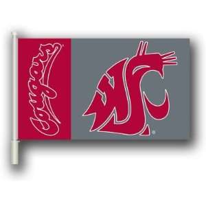 NCAA Washington State Cougars 11x18 Car Flags with Bracket ( Set of 