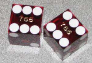 Four Queens Casino Hotel Vegas Cancelled Dice Red/Gold  