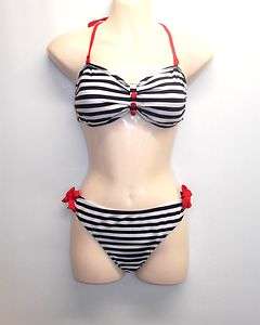New Vintage 1950’s Pinup Rockabilly Nautical Blue and white Halter 