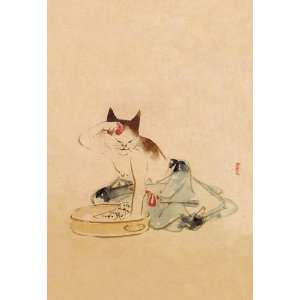  Japanese Cat Bathing 20x30 poster