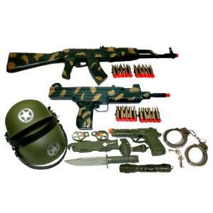   Set with Ak47 Dart Gun, Grenades, Handcuff, Uzi Gun Toys & Games