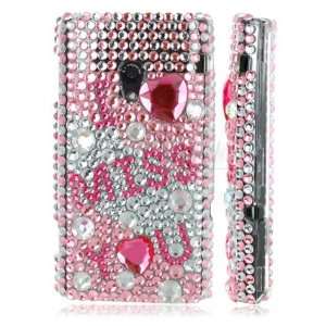   Ecell   PINK I MISS YOU 3D BLING CASE FOR SONY XPERIA X10 Electronics