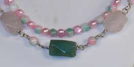 Pink & Green Jasper, Aventurine & Rose Quartz Necklace  