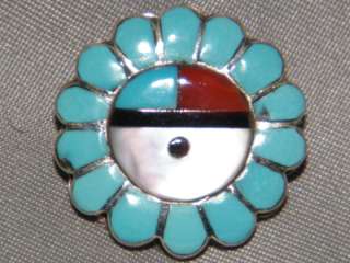 Native American Indian Zuni Sunface Silver Pin/Pendant  