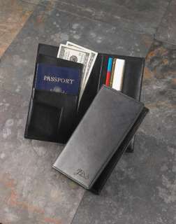Personalized Black Leather Passport ID Travel Wallet  