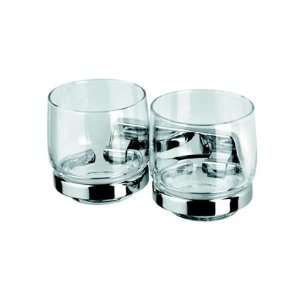    CH Chrome Standard Hotel Double Clear Glass Tumbler and Holder 7163