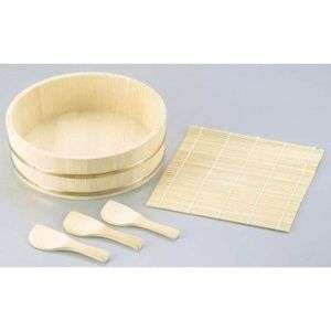 Sushi Oke Making Set Rice Tub Hangiri Bamboo Mat CD 480  