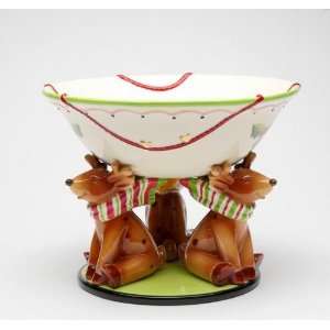  I Believe Holiday Punch Bowl on 3 Sitting Reindeer 