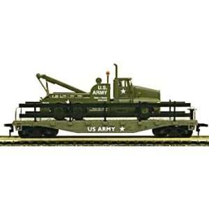  HO 40 Flat w/Tow Truck, US Army Toys & Games