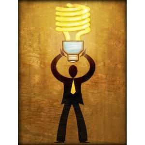  Figure Holding Energy Efficient Light Bulb Photographic 