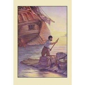  Vintage Art Robinson Crusoe With This Cargo I Put to Sea 