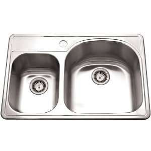   Inch 70/30 Double Bowl Drop In Stainless Steel Kitchen Sink, Left Side