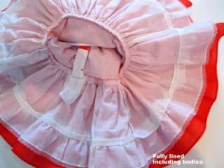 Vintage Valentine Day Girl RED DRESS~WHITE PINAFORE patty PATTI 