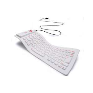  80 Key USB Mini Flexible Roll Up Silicone Keyboard (White 