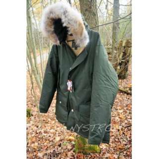   PARKA COYOTE FUR MENS GREEN %100 AUTHENTIC CANADA GOOSE DOWN  
