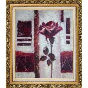 Purple Rose Flower Oil Painting, with Ornate Antique Dark 
