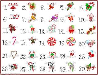 HOLIDAY•CHRISTMAS CANDY CANE• NAIL ART DECALS•  