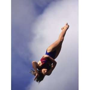 Women Diver Flying Through the Air, California, USA Photographic 
