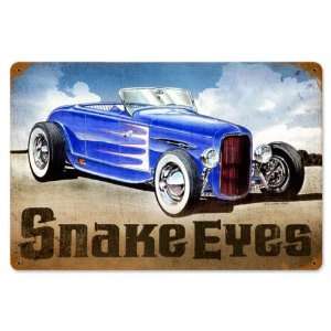 Snake Eyes Hot Rod Automotive Vintage Metal Sign   Garage Art Signs