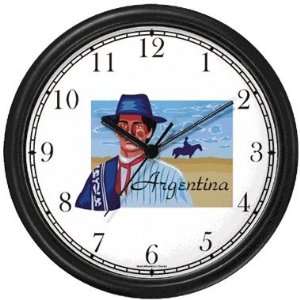  Travel Poster of Argentina   Gaucho Wall Clock by 